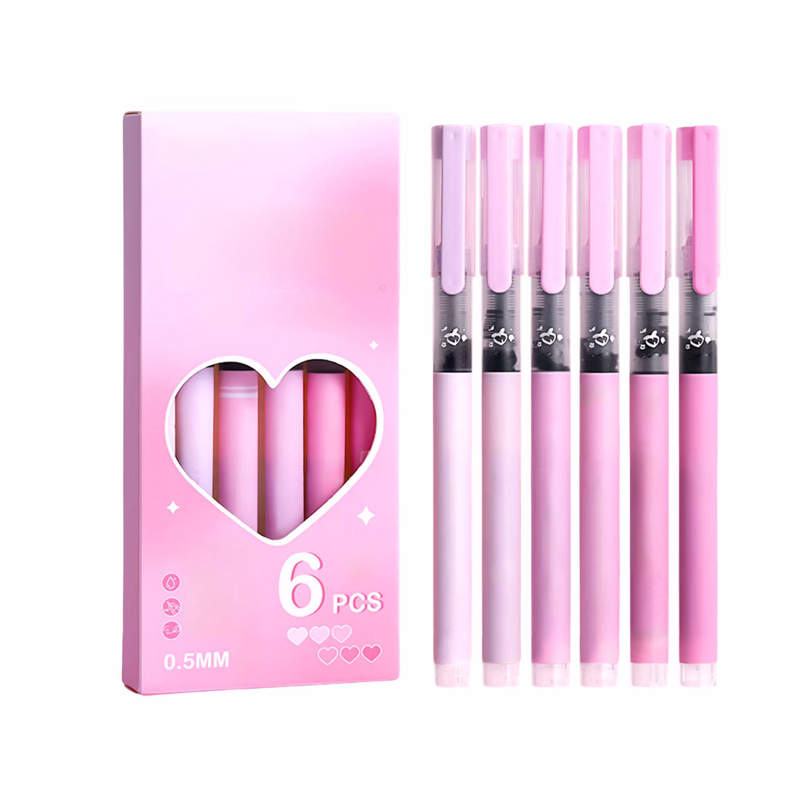 Under 1$ Dollar Straight Liquid Ballpoint Pen Sign Pen, 0.5mm High Capacity Black Ink Water Pen, Fast Drying Exam Writing Pens,Pink - Thumbnail 3