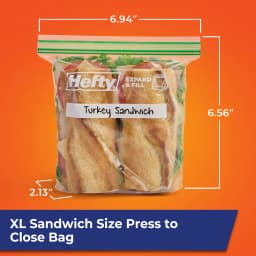 Hefty Press to Close Extra Large Sandwich Bags, 100 Count - Thumbnail 7