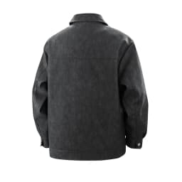 ZCFZJW Men's Faux Leather Coat Oversize Trend Collared Bomber Jackets Long Sleeve Washed PU Jacket for Spring Vintage Classic Fit Coats Street Wear with Zipper Pockets Black M - Thumbnail 6