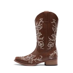 DREAM PAIRS Women's Mid-Calf Cowboy Boots Classic Embroidered Western Boots with Square Toe Comfortable Chunky Heel Vegan Leather Boots - Thumbnail 9