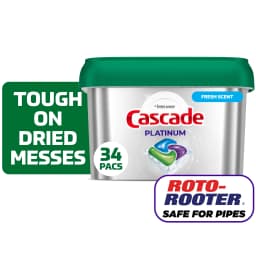 Cascade Platinum Dishwasher Pods, Dishwasher Detergent Soap Tabs, Fresh, 34 Count - Thumbnail 1