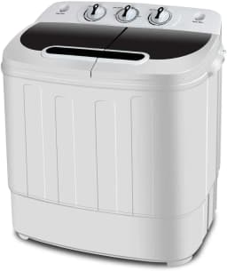 HomGarden 13lbs 2 in1 Compact Top-Load Washing Machine, Mini Twin Tub W/Wash & Spin Dry Cycle, White - Thumbnail 2