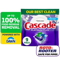 Cascade Platinum Plus Dishwasher Pods, Fresh, 9 Count - Thumbnail 1