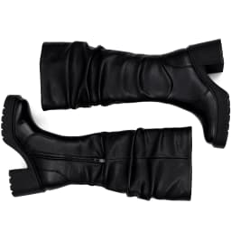 VBDB Platform Boots Campus Knee High Boots Women Side Zipper Chunky Tall Boots Block Heel Square Toe Long Leather Booties - Thumbnail 2