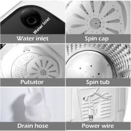 Gymax Compact Mini Twin Tub 8lbs Washing Machine Washer Spinner - Thumbnail 4