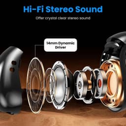 RHEA- Open Ear Clip Wireless Earbuds Sports Earphones Stereo Headsets Headphones Black - Thumbnail 6