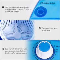 Costway 5.5lbs Portable Mini Compact Washing Machine Electric Laundry Spin Washer Dryer Blue - Thumbnail 6
