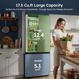 Simzlife 17.5 Cu. ft. French Door Refrigerator Built-in Ice Maker,Counter-Depth Refrigerator with Bottom Freezer,Silver - Thumbnail 5