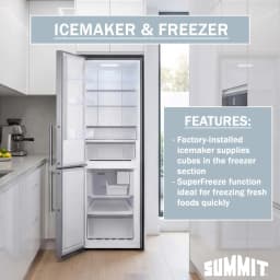 Summit 24 Inch Refrigerator, 10.8 cu.ft. cu.ft Capacity, Bottom Freezer, With Ice Maker, Stainless Steel Look - FFBF235PLIMLHD (Left Handed Door - Thumbnail 6
