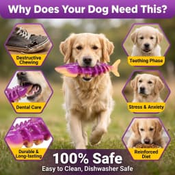 Indestructible Dog Chew Toys for Large Dogs 2 Pack, Shark and Dinosaur Tough Bone for Aggressive Chewers, Durable Bacon Flavored Teeth Cleaning Dog - Thumbnail 3