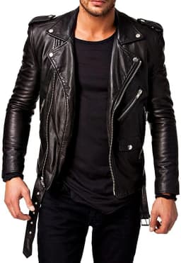 Men Pure Genuine Leather Jacket Lambskin Winter Vintage Motorcycle Biker Black XS - Thumbnail 1