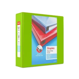 Staples Heavy Duty 3" 3-Ring View Binder Chartreuse (24692) 56322-CC/24692 - Thumbnail 1