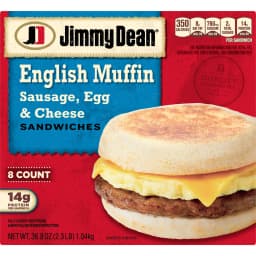 Jimmy Dean Frozen Breakfast Sandwich, Sausage Egg & Cheese English Muffin, 8 Count - Thumbnail 12