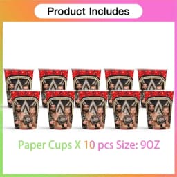 Wrestling Birthday Cups Party Supplies Plates Fans Decorations Cake Topper Decor - Thumbnail 3