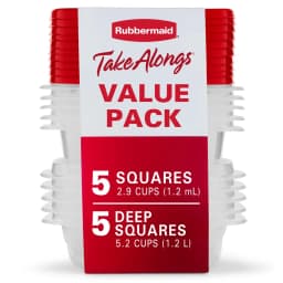 Rubbermaid TakeAlongs Food Storage Containers, 10 Piece Set, Red - Thumbnail 1