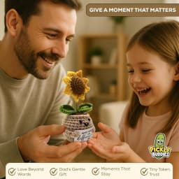 Emotional Support Crochet Flower Gift | Handmade Plush Plant with Positive Message | Unique Mini Decor for Desk, Friends, Teachers, 5 Styles - Thumbnail 5