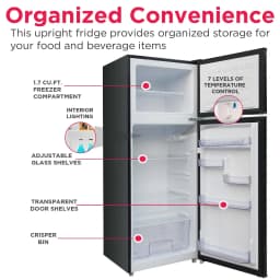 Frigidaire 7.5 Cu Ft. Retro Refrigerator, Top Mount Compact Fridge, Black - Thumbnail 4