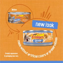 Purina Friskies Shreds, Chicken in Gravy, Wet Cat Food, 5.5 oz Can, 24 Pack - Thumbnail 2