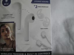 RHEA- (1) New Xtreme Bluetooth Aero Sport Wireless Earbuds White Mic Neck Strap Sports - Thumbnail 3