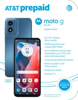 AT&T Moto G Play 2024, 64GB, Sapphire Blue -Prepaid Smartphone - Thumbnail 7