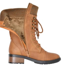 DREAM PAIRS Womens Ankle Booties Lace Up Mid Calf Military Combat Boots AMAZON CAMEL Size 5.5 - Thumbnail 4