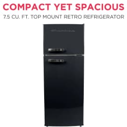 Frigidaire 7.5 Cu Ft. Retro Refrigerator, Top Mount Compact Fridge, Black - Thumbnail 1