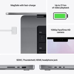 Restored 2021 Apple MacBook Pro 16.2" Core M1 Pro 3.2GHz 10-Core CPU/16-Core GPU 32GB RAM 1TB SSD - Space Gray - Thumbnail 3