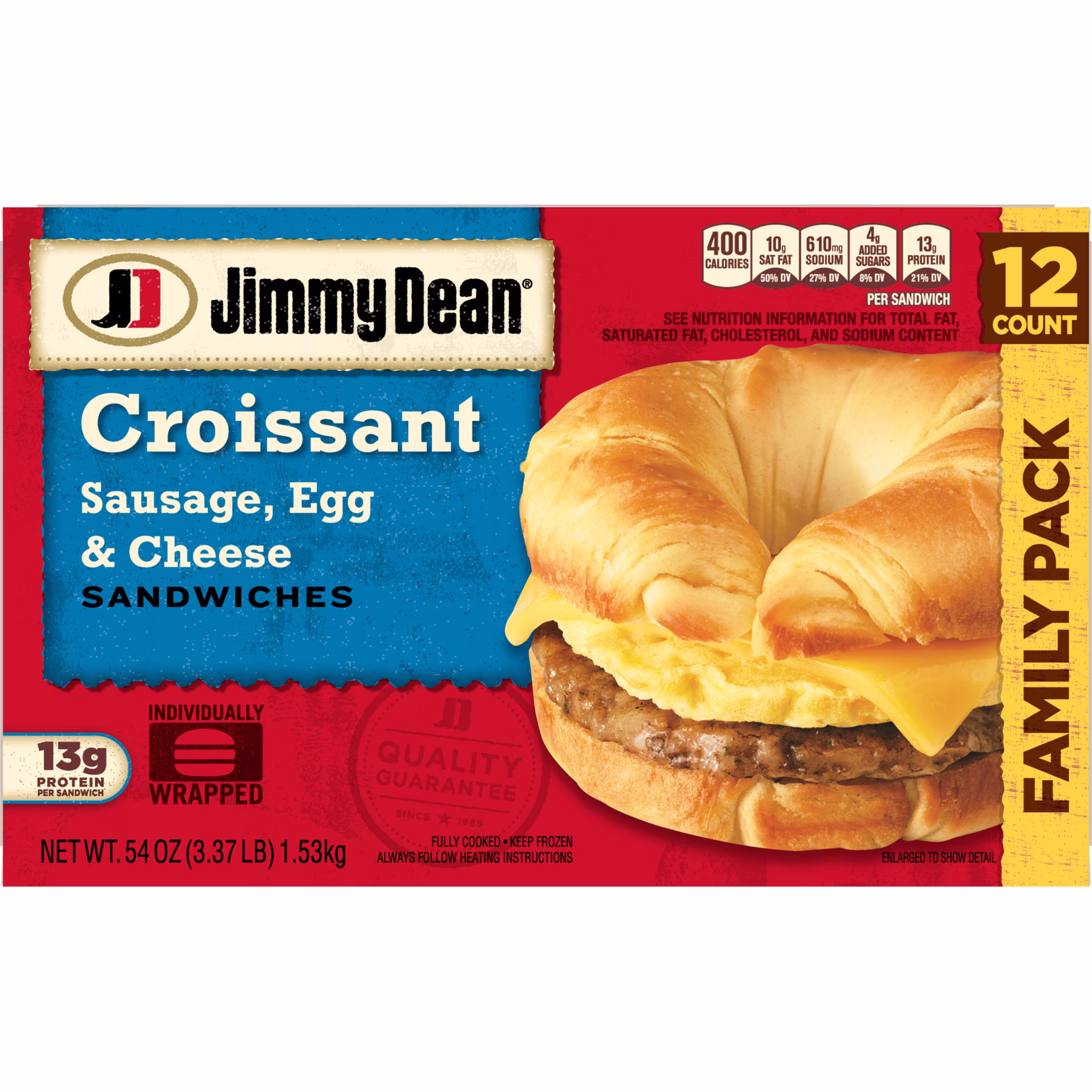 Jimmy Dean Frozen Breakfast Sandwich, Sausage Egg & Cheese Croissant, 54 oz, 12 Count - Thumbnail 13