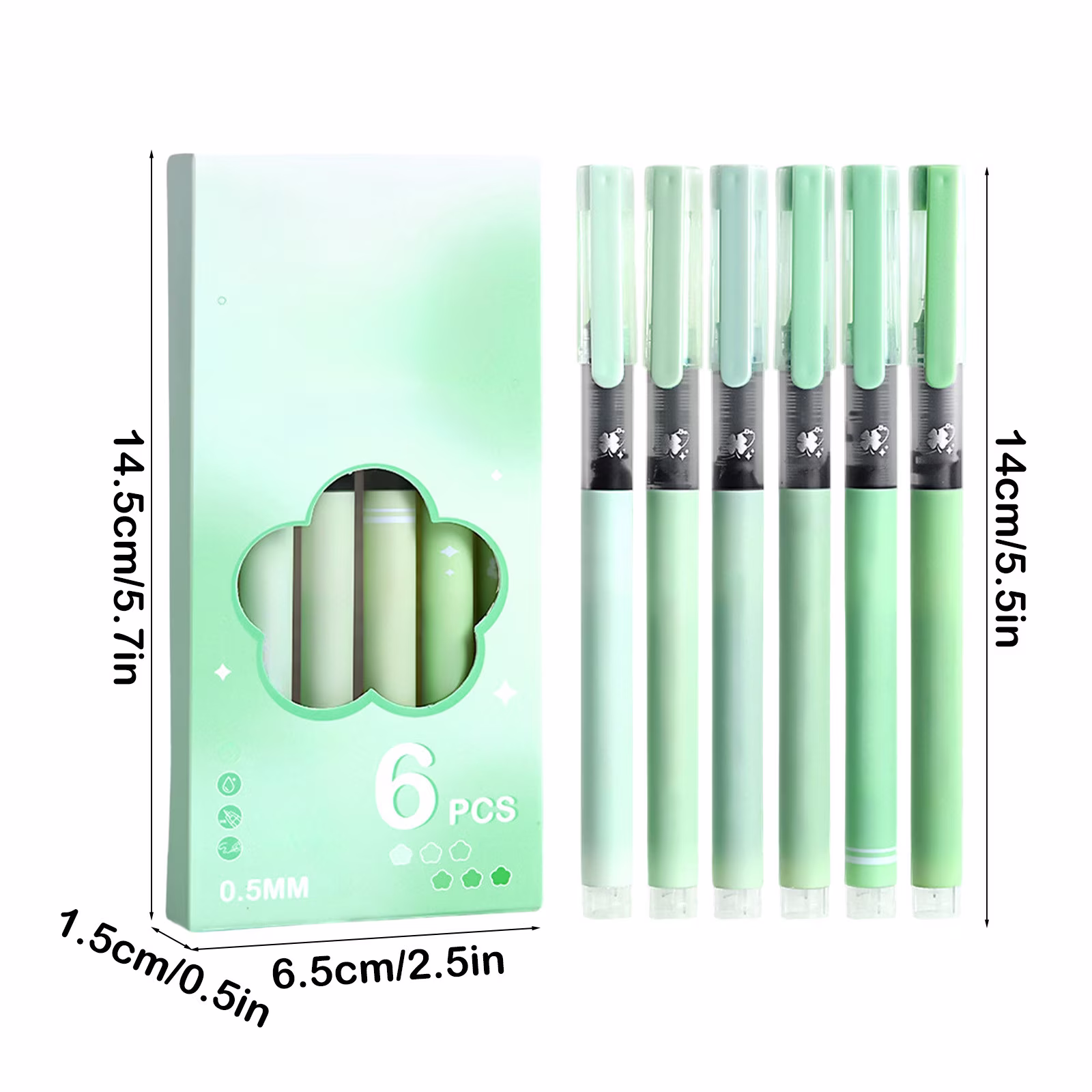 Under 1$ Dollar Straight Liquid Ballpoint Pen Sign Pen, 0.5mm High Capacity Black Ink Water Pen, Fast Drying Exam Writing Pens,Green - Thumbnail 4