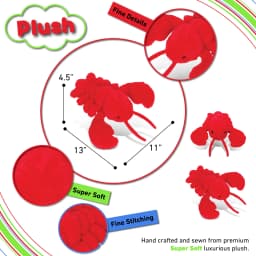 DolliBu Plush Red Lobster Stuffed Animal - 14 inch - Thumbnail 3