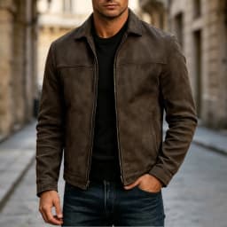 Mens Faux Leather Jacket,Motorcycle Vintage Racing Jacket Full Zip Lightweight Classic Western Style Trucker Coat Size 3XL Brown - Thumbnail 4
