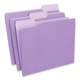 Universal UNV12305 1/3-Cut Assorted Tab Interior File Folders - Letter Size, Violet (100/Box) - Thumbnail 2