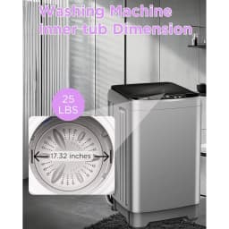 Top Load Washing Machine 25 lbs Full Automatic Clothes Washer with 10 Programs & 8 Water Levels for Apartment,Bathroom, Grey - Thumbnail 2