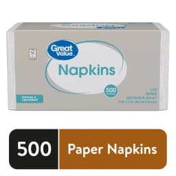 Great Value White Disposable Paper Napkins, 12 in x 12 in, 500 Count - Thumbnail 1