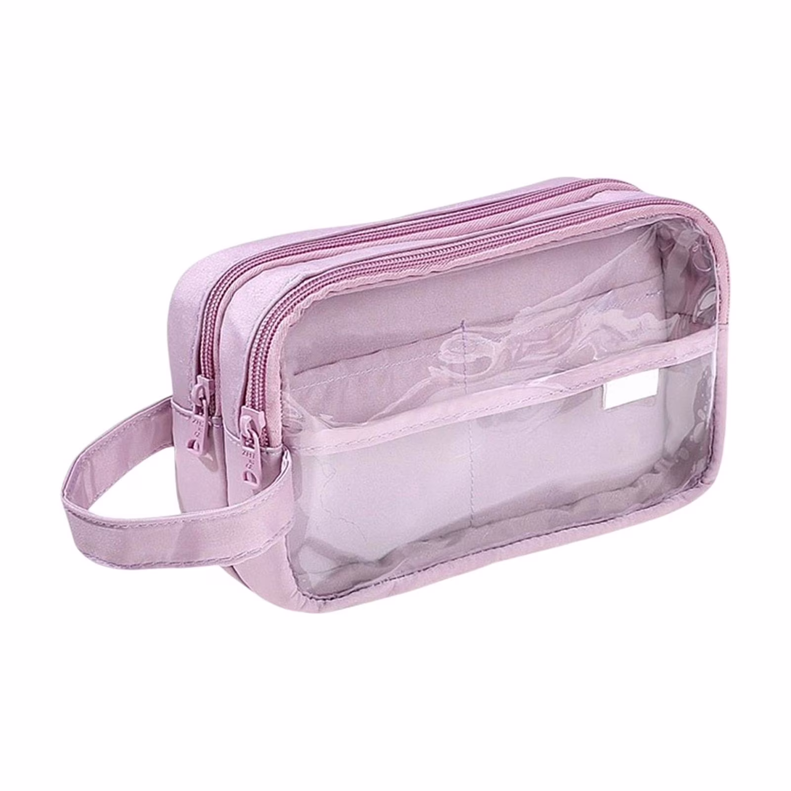 Dmlowu Pencil Pouch, 2 Separate Zippered Compartments Waterproof Pencil Case, Large Capacity Clear Bag for Pens Markers Tape Journal Supplies Badges - Thumbnail 3