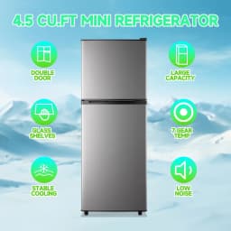TACOOL 5.0 Cu.ft Small Refrigerator Mini Fridge for Bedroom Drink Holder Large Capacity Suit for Home, Apartment, Office SILVER - Thumbnail 2
