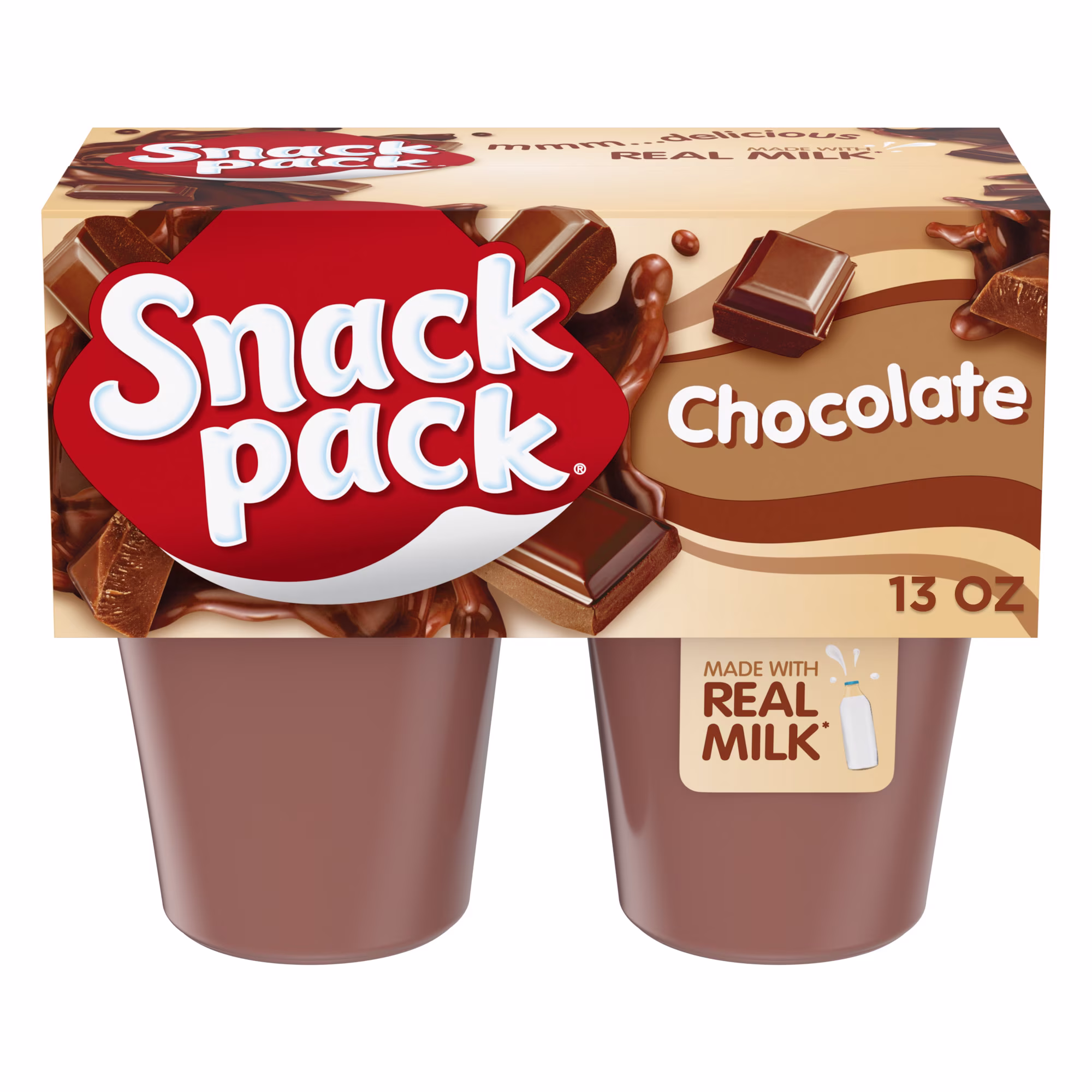 Snack Pack Chocolate Pudding, 3.25 oz Pudding Cups, 4 Count - Thumbnail 1