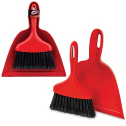 Libman Heavy Duty Whisk Broom Dustpan Combo with Red Handle and Black Fibers - Thumbnail 1
