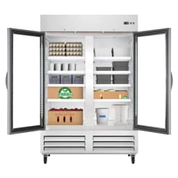 54 in. Commercial Two Glass Door Convertible Reach-In Refrigerator/Freezer with 49 Cu. Ft. Capacity in Stainless Steel, ETL Listed (KM-RIC-2DGD) - Thumbnail 2