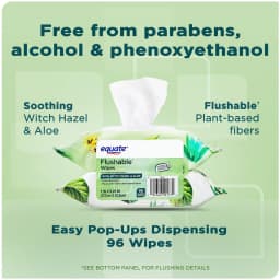 Equate Flushable Wet Wipes, Witch Hazel & Aloe, 96 Wipes, 2 Pack - Thumbnail 4