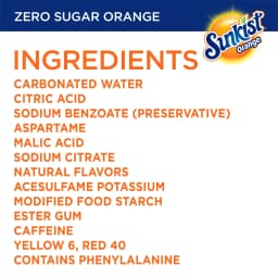 Sunkist Zero Sugar Orange Soda Pop, 12 fl oz, 12 Pack Cans - Thumbnail 4