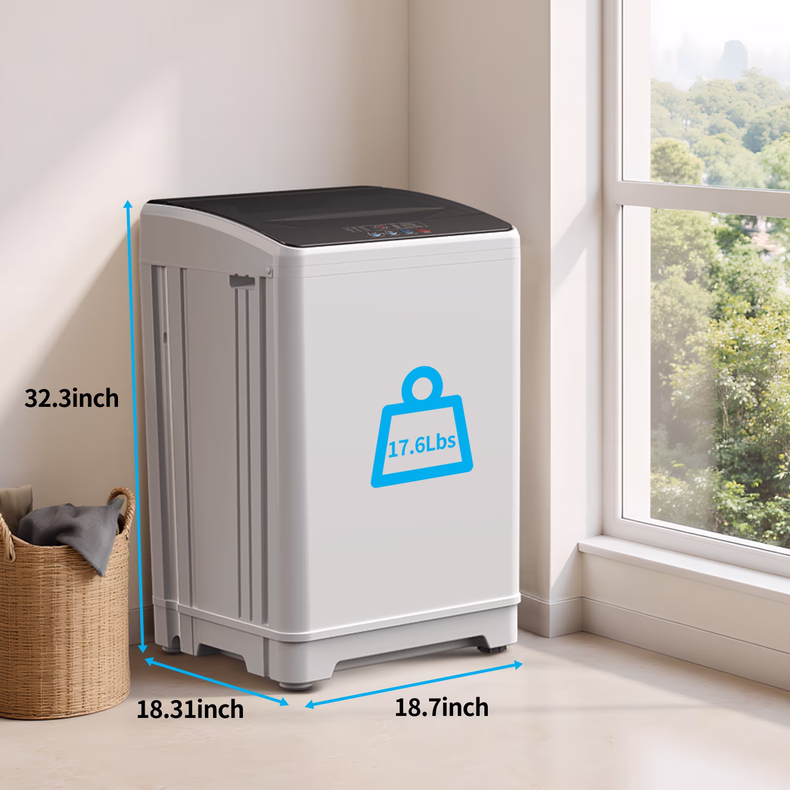 TABU Washer and Dryer Set, 17.6LBS Full Automatic Washing Machine &2.6Cu.ft Portable Dryer Combo (White) - Thumbnail 4