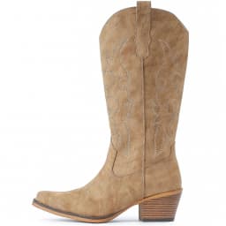 Cowboy Boots For Women Western Cowgirl Boots Mid Calf Snip Toe Boot With Chunky Heel - Thumbnail 4