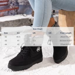 WAVSUF Women's Snow Boots Wide Width Anti Slip Soft Sole Winter Fleece Ankle Boots Black 9.5 - Thumbnail 4