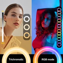 ZOMEI Ring Light with Stand and Phone Holder, 18" Ring Light Tripod for iPhone, Professional LED Circle Light with 70" Tripod, Selfie Ringlight - Thumbnail 6