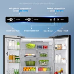 ICYBER BOOM 27.4 cu ft French Door Refrigerator, Bar Handle, Stainless Steel, Auto Defrost, Ice Maker & Water Filter, Dual Zone, Energy Efficient - Thumbnail 3