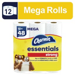 Charmin Essentials Strong Toilet Paper 12 Mega Rolls, 429 Sheets Per Roll - Thumbnail 1