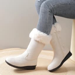 Ynynloco Warm Winter Boots for Women: Fur Lined Mid Calf Boots for Women Comfortable Zipper Snow Boots Waterproof for Cold Weather - Thumbnail 4