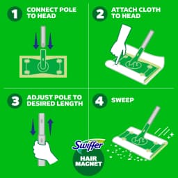 Swiffer Hair Magnet Deluxe Starter Kit, 1 pole, 6 Dry & 2 Wet Cloths - Thumbnail 13