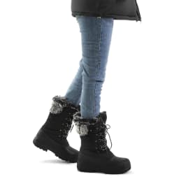 Pennysue Women's Mid-Calf Snow Boots Black Grid Warm Faux Fur Lined Winter Boots Insulated 6M - Thumbnail 4